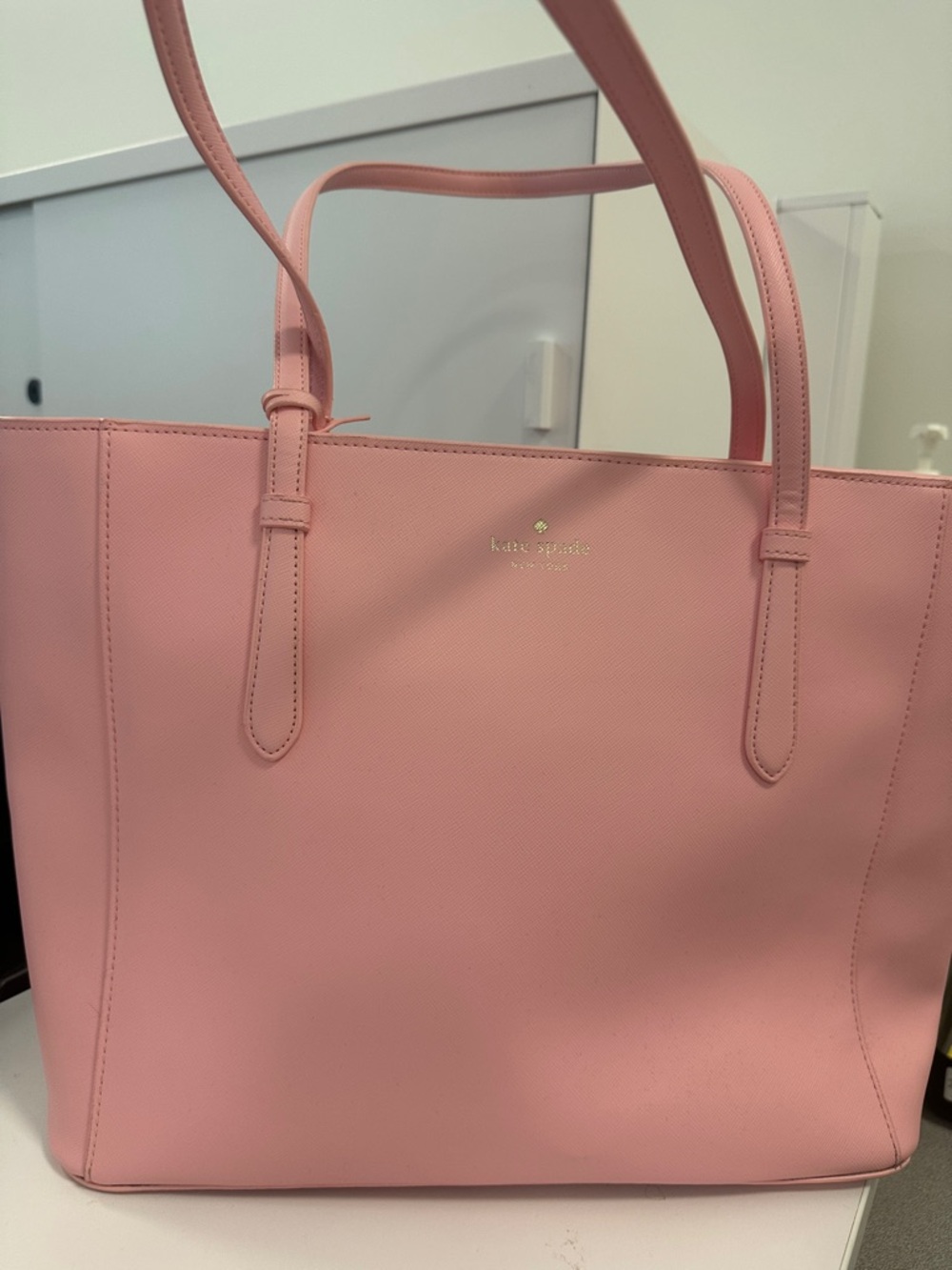 kate spade Pink Leather Tote with Gold Logo